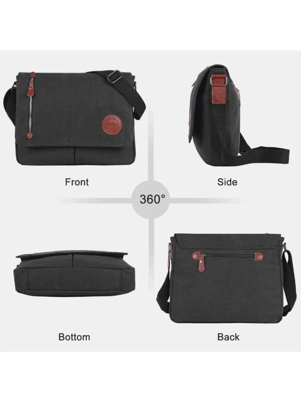 Vintage Canvas Messenger Bag, 13.5